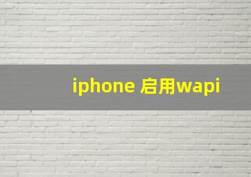 iphone 启用wapi